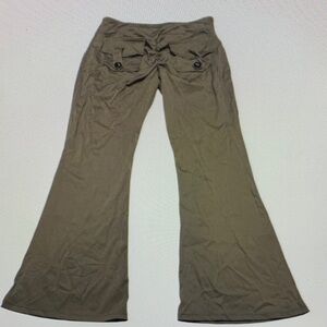 Olive Flared Pants with Buttoned Pockets